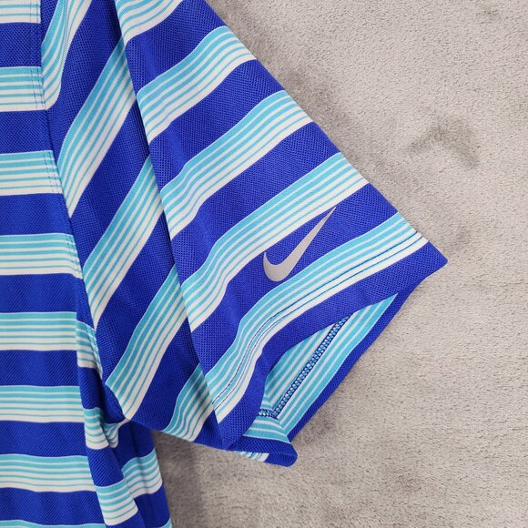 Men's Nike Golf Tour Performance Dri-Fit Polo Shirt Blue Stripes Short Sleeve L - Picture 3 of 10